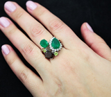 Серебряное кольцо с зелеными агатами, дымчатым кварцем и перидотами Серебро 925