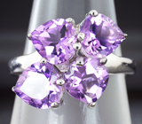 Изящное серебряное кольцо с аметистами Серебро 925