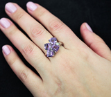 Изящное серебряное кольцо с аметистами Серебро 925