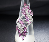 Эффектное серебряное кольцо с родолитами Серебро 925