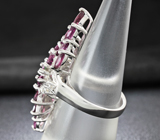 Эффектное серебряное кольцо с родолитами Серебро 925