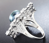 Филигранное серебряное кольцо с цветной жемчужиной Серебро 925