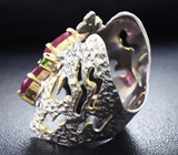 Серебряное кольцо с рубинами и цаворитом Серебро 925