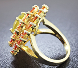 Великолепное cеребряное кольцо с лимонным цитрином и сапфирами Серебро 925