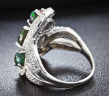 Эффектное серебряное кольцо с кристаллическими черными опалами Серебро 925