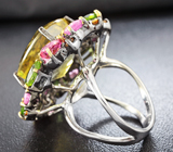 Серебряное кольцо с цитринами, перидотами и разноцветными сапфирами Серебро 925