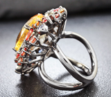 Серебряное кольцо с цитрином и разноцветными сапфирами Серебро 925