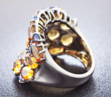 Серебряное кольцо с цитринами и сапфирами Серебро 925