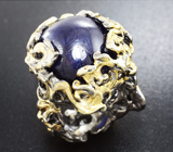 Серебряное кольцо с насыщенно-синим сапфиром 33,28 карат Серебро 925