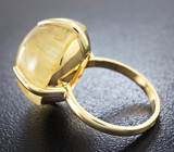 Золотое кольцо с золотистым рутиловым кварцем топового качества 21,85 карат Золото
