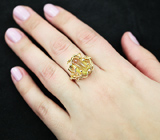 Золотое кольцо с редким желтым турмалином и бриллиантами Золото