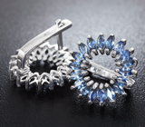 Оригинальные серебряные серьги с синими сапфирами Серебро 925