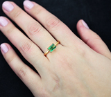 Золотое кольцо с неоново-зеленым турмалином 1,02 карат Золото