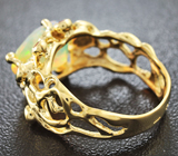 Золотое кольцо с роскошным ограненным эфиопским опалом 2,37 карат Золото