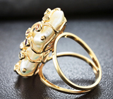 Золотое кольцо с жемчугом барокко 17,15 карат, сапфирами, рубинами, изумрудами и аметистами Золото