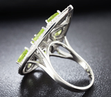 Замечательное серебряное кольцо с перидотами Серебро 925