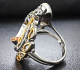 Серебряное кольцо с австралийским дублет опалом, цаворитами, синими и оранжевыми сапфирами Серебро 925