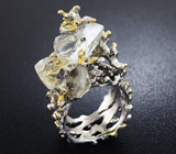 Серебряное кольцо с кристаллами кварца и перидотом Серебро 925