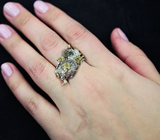 Серебряное кольцо с кристаллами кварца и перидотом Серебро 925