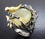 Серебярное кольцо с рутиловым кварцем и гранатами Серебро 925