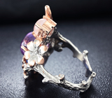 Серебряное кольцо с аметистом, синим сапфиром и розовым кварцем Серебро 925