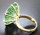 Золотое кольцо с зеленым аметистом авторской огранки 21,61 карат Золото
