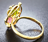 Золотое кольцо с арбузным турмалином 2,95 карат Золото