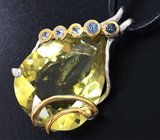 Серебряный кулон с лимонным цитрином, синими сапфирами и танзанитами Серебро 925