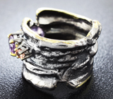Серебряное кольцо с аметистами и сапфирами Серебро 925