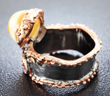 Серебряное кольцо с кальцитом и сапфирами Серебро 925