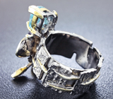 Серебряное кольцо с голубым топазом и аметистом Серебро 925