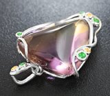 Кулон с кабошоном аметрина, сапфирами и цаворитами