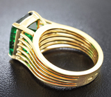 Золотое кольцо с крупным «неоновым» индиголит турмалином 9,2 карат и бриллиантами! Безупречная огранка Золото