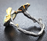 Серебряное кольцо с кристаллическим эфиопским опалом и сапфиром Серебро 925