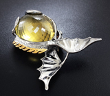 Серебряный кулон «Дракон» с лимонным цитрином и цаворитами Серебро 925