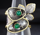 Серебряное кольцо с зелеными агатами Серебро 925