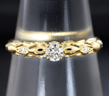 Золотое кольцо с бриллиантом топовой огранки 0,17 карат Золото