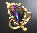 Золотое кольцо с кристаллическим черным опалом 3,62 карат Золото