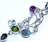 Ажурный кулон с самоцветами Серебро 925