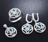 Серебряный комплект с голубыми топазами Серебро 925