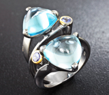 Серебряное кольцо с голубыми топазами и танзанитами Серебро 925