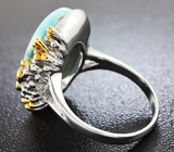 Серебряное кольцо с ларимаром, синими сапфирами и цавортиом Серебро 925