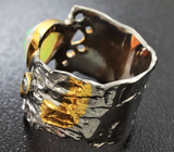 Серебряное кольцо с кристаллическим эфиопским опалом, желтым сапфиром и топазом Серебро 925