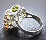 Серебряное кольцо с лимонным цитрином и сапфирами Серебро 925