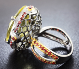 Серебряное кольцо с лимонным цитрином и сапфирами Серебро 925
