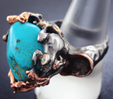 Серебряное кольцо с бирюзой и бесцветными топазами Серебро 925