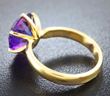 Золотое кольцо с аметистом топовой огранки массой 4,4 карат Золото