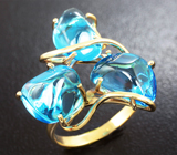 Золотое кольцо с голубыми топазами 12,35 карат Золото