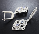 Ажурные серебряные серьги с танзанитами Серебро 925