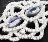 Ажурные серебряные серьги с танзанитами Серебро 925